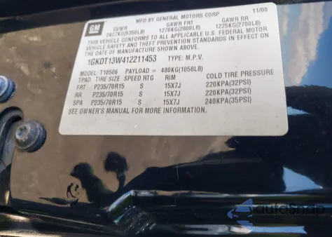 2001 GMC Jimmy Sle z USA, uszkodzony, nr VIN 1GKDT13W412211453